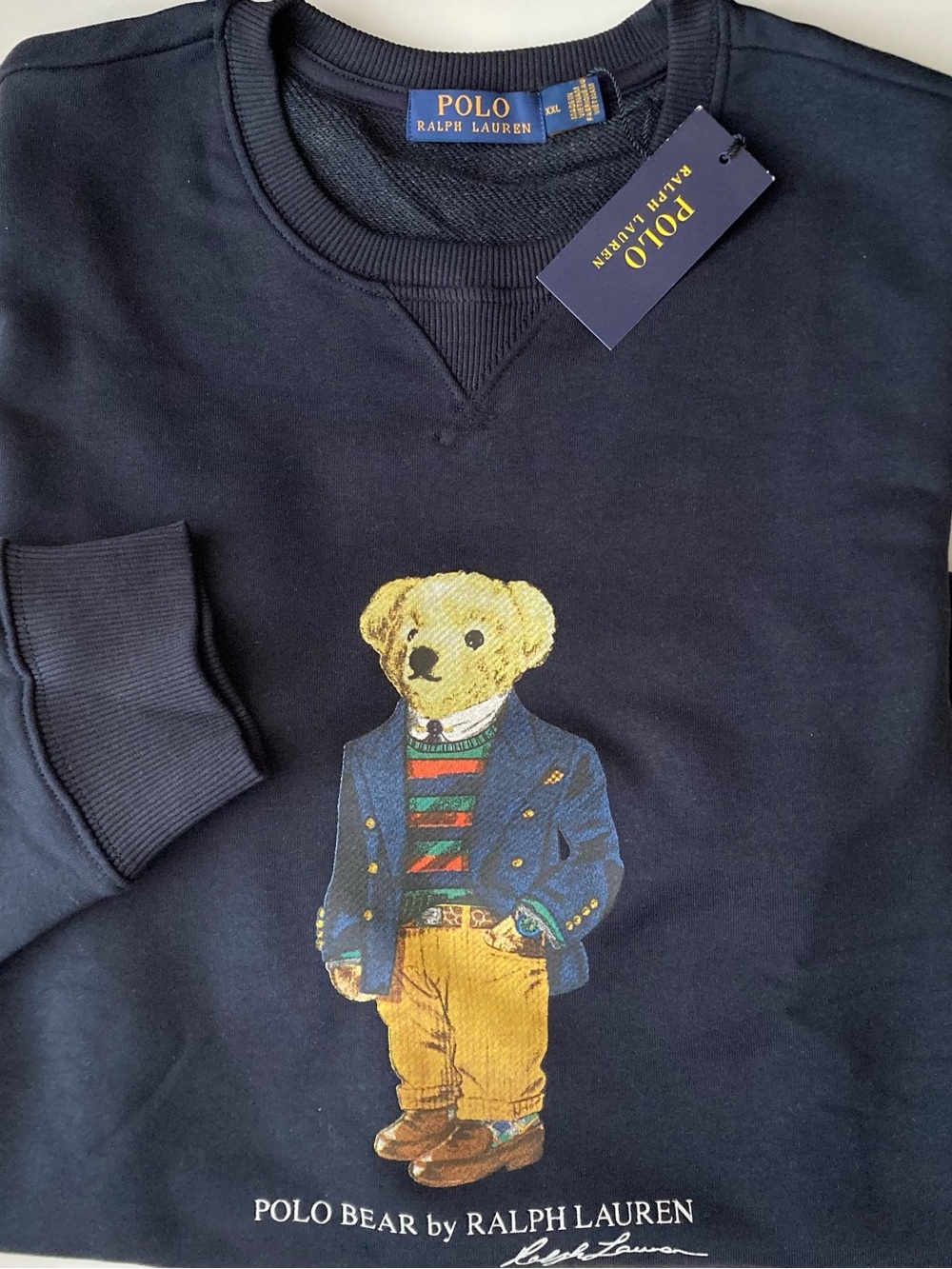 Polo Bear Ralph Lauren Sweatshirt Yellow Cotton Long Sleeve XXL Men’s Crewneck